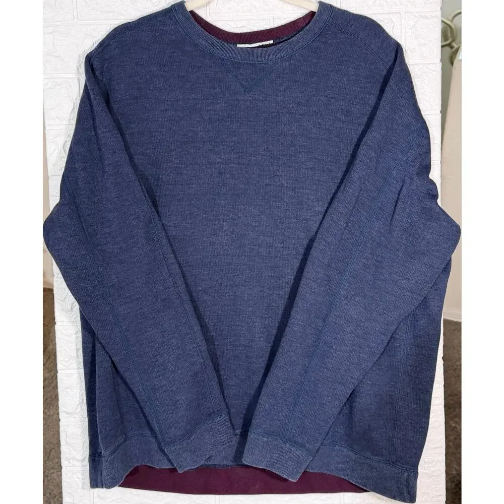 Tommy Bahama Men’s Blue Crewneck Sweatshirt Burgundy Lining